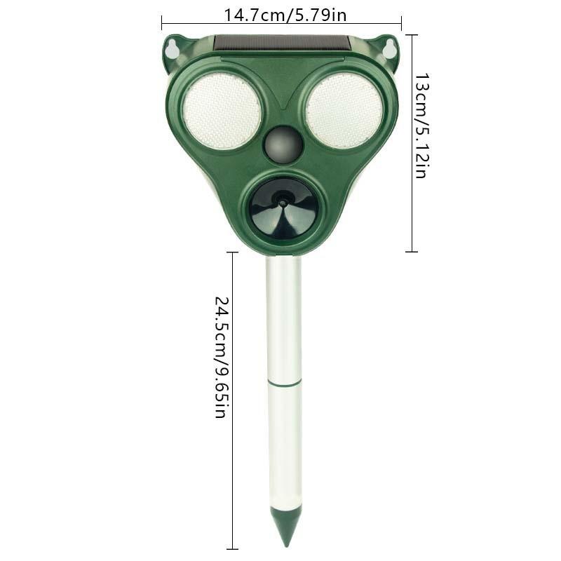 Solar Animal Repeller, Ultrasonic Deterrent with LED Strobe Light, Motion Sensor for Yard Garden Farm, Keep Deer Raccoon Fox Cat Dog Bird Away