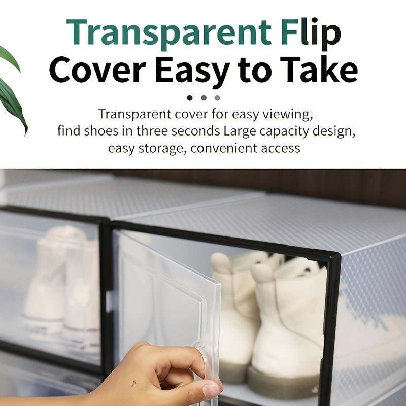 Shoe storage boxes, Shoe organizer, 6-piece sets, made of thick transparent material with lids, foldable and stackable containers allow for flexible arrangement, ideal for organizing sneakers and saving space in entryway