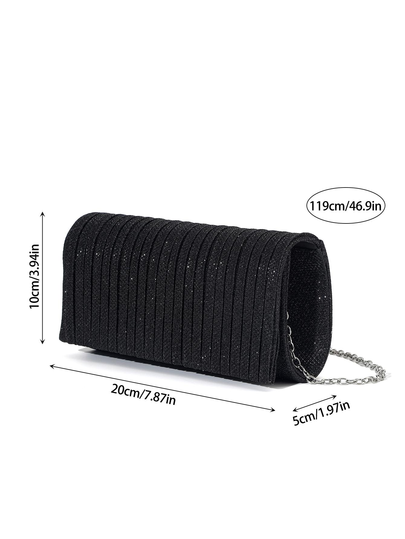 Rhinestone Decor Pleated Clutch Bag, Elegant Handbag for Party and Events, Fashionable Shoulder Crossbody Chain Bag, 1pc