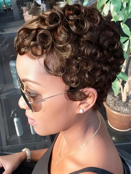 Curly Pixie Cut Wig Short Bob Wig for Women 100% Human Hair Wig 99J 4# Natural Color Finger Wave Full Machine Made Wig Pixie Wigs Wavy Wigs Curly Pixie Cut Wig Short Bob Wig for Women 100% Human Hair Wig 99J 4# Natural Color Finger Wave Full Machine Made Wig Pixie Wigs Wavy Wigs