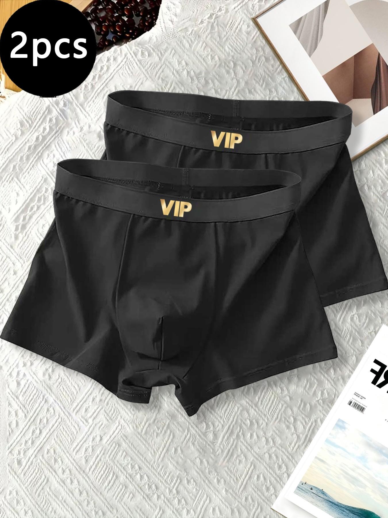 Men's underwear with VIP stylish waistband design, basic black style, comfortable and sweat-resistant, suitable for home, sports and daily wear