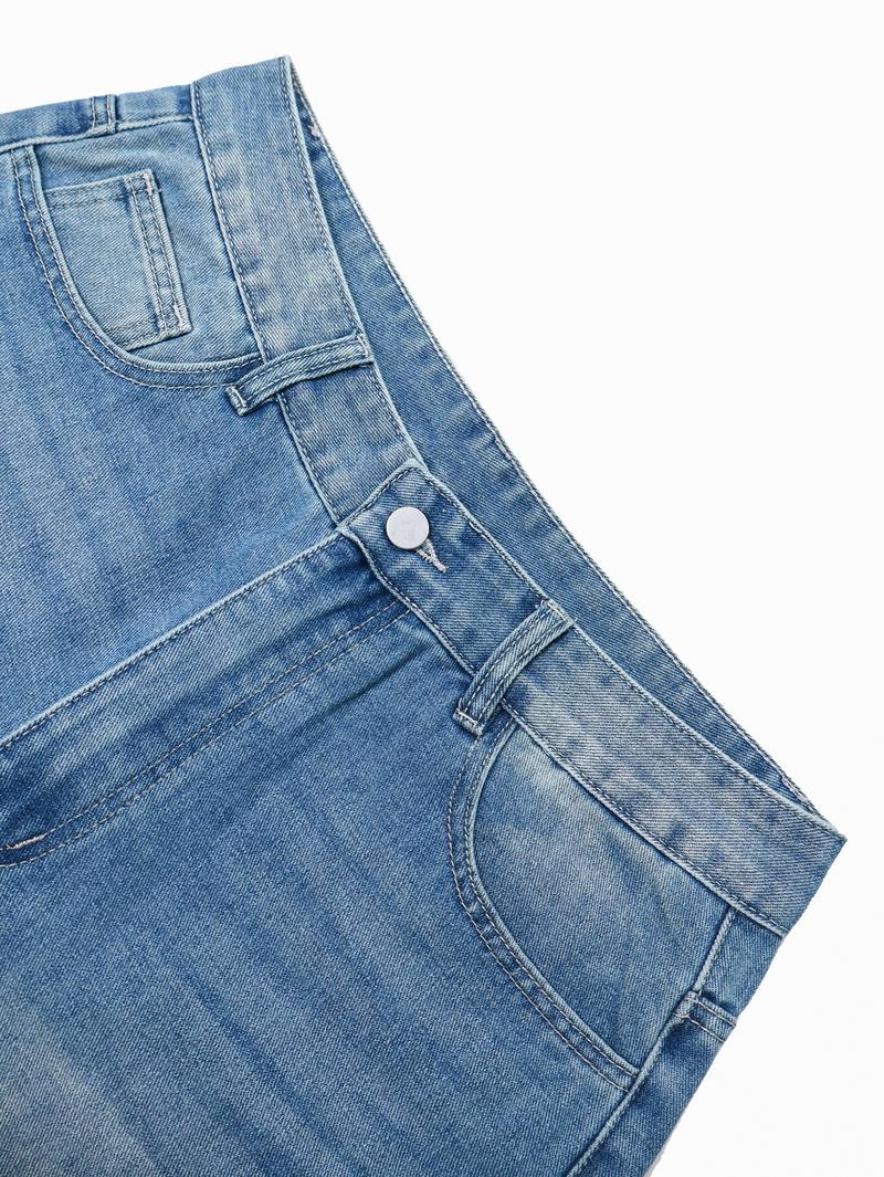 Men's Loose Washed Blue Denim Jeans, Casual Simple Fashionable Wide Leg Design, All Seasons Wear Comfortable Fit