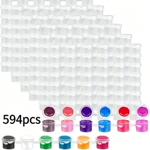 594pcs Empty Paint Cans, 2ml/0.06oz Acrylic Mini Paint Containers, Durable Plastic, Leak-Proof & Easy-Sealing, for School Art Craft Projects