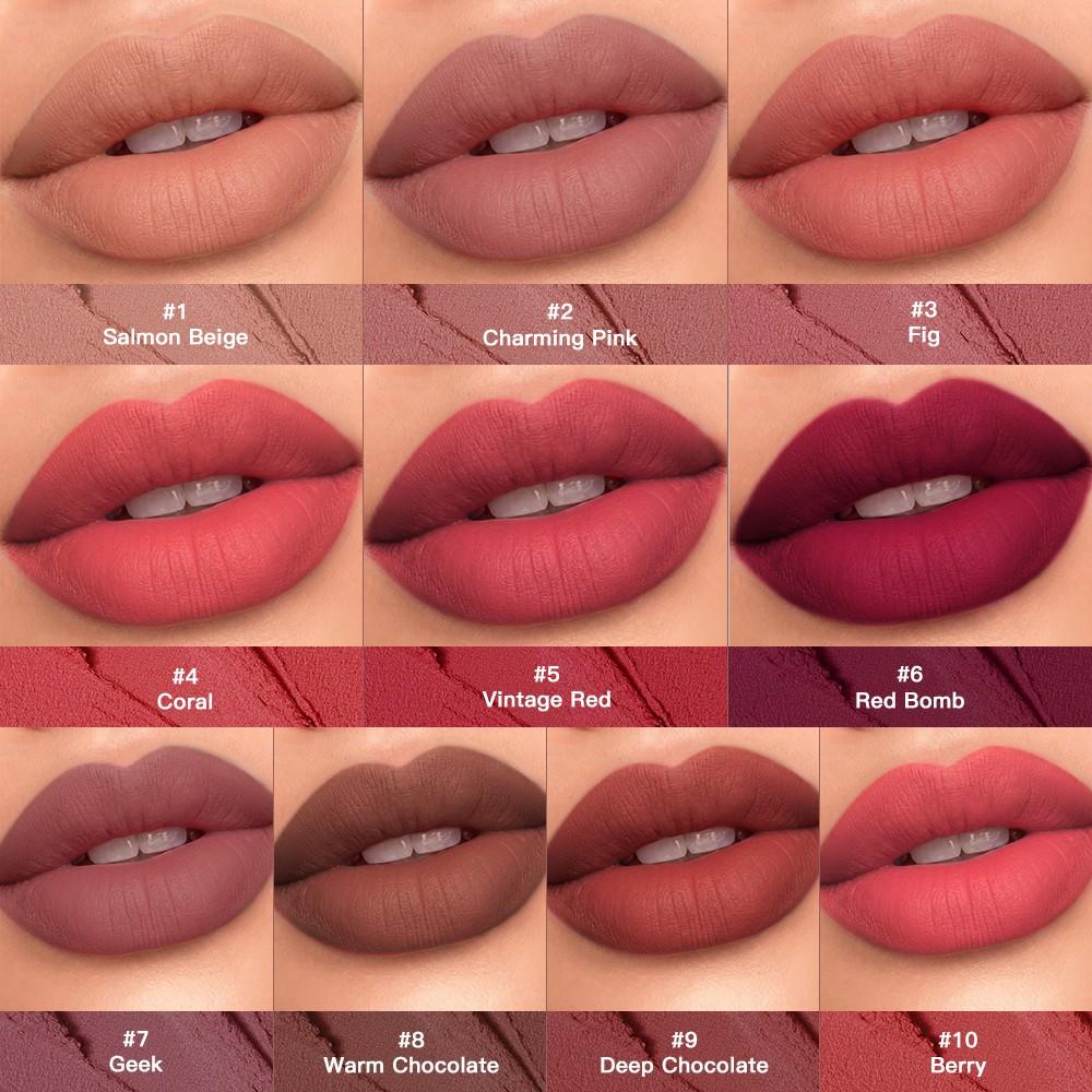 danchel Matte Lip & Cheek Tint, Lip Cosmetic, Lipstick, Makeup, Lip Products Makeup, Long-Lasting Matte Finish, Velvet Texture, 10 Shades, Makeup Gift for Girls & Women, Summer Makeup