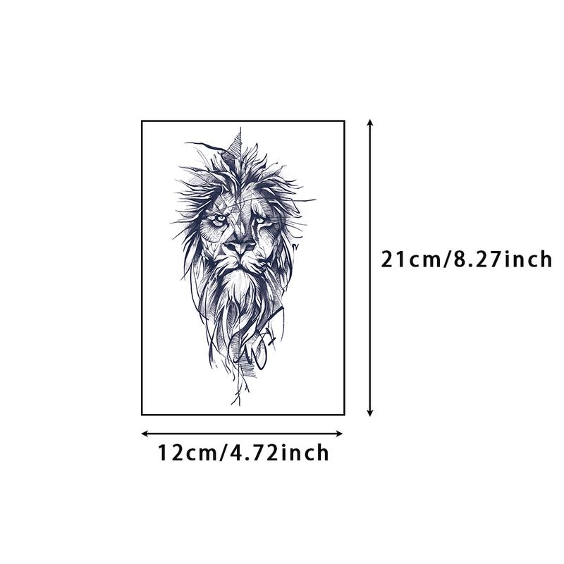 Angel & Lion & Cross & Flower Pattern Temporary Tattoo Sticker, 6 Counts/set Waterproof Long Lasting Fake Tattoo Sticker for Gift, Body Fake Tattoos, Body Art Sticker for Adults