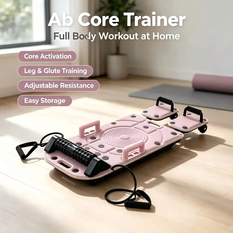 Pilates Sliding Workout Board, Portable Home Space-Saving Pilates Equipment with Resistance Bands & Handles, 350 lbs Weight Capacity