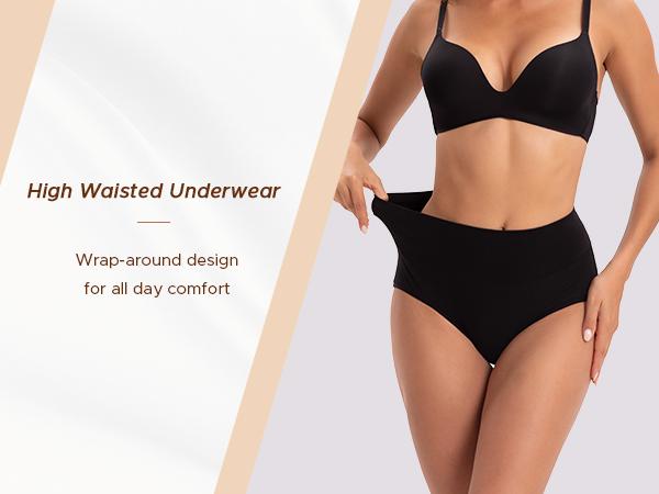 INNERSY Women's High Waisted Cotton Panties 5-Pack, Soft & Breathable Underwear, Comfortable Full Coverage Briefs for Everyday Wear, Stretchy & Durable Bag