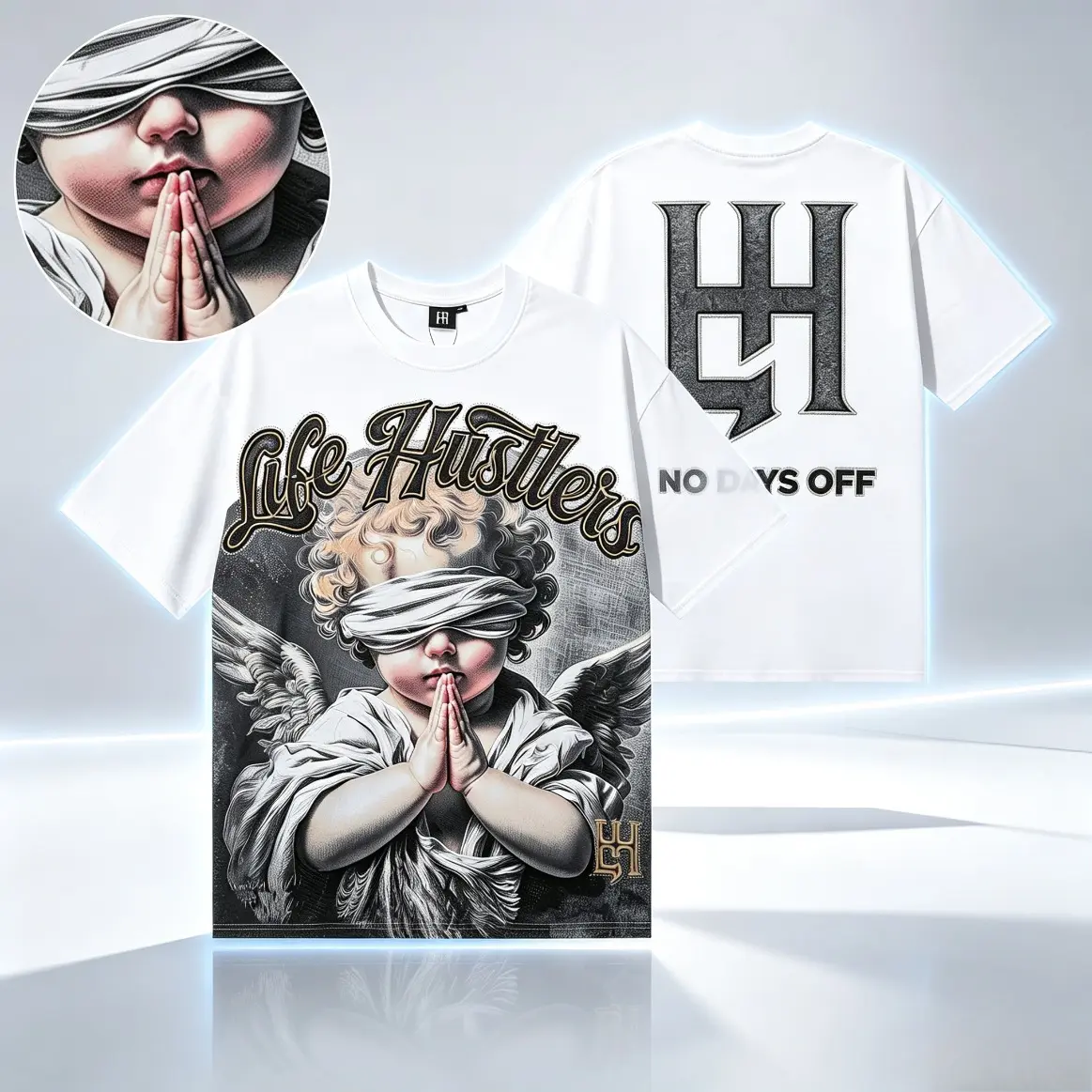 Rhinestone Graphic T-Shirt Men Women Unisex Oversized Cotton Short Sleeve Crew Neck Streetwear Li fe Hus tlers Angel Print Gothic Y2K Hip Hop Casual Summer TikTok Viral Aesthetic Baggy Retro Alt Fashion Festival Outfit Independence Day 4th of July