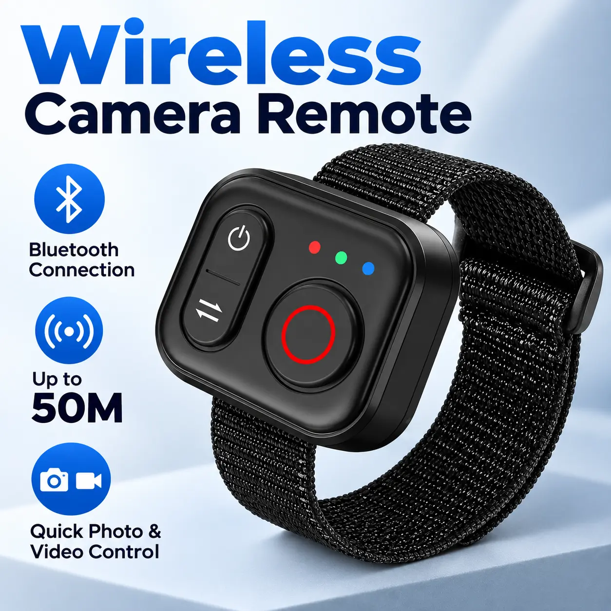 Bluetooth Wireless Camera Remote Control with One-Touch Shutter Button, Up to 50M Long-Range Connection and Compact Design for Vlogging, Travel, Outdoor Shooting and Content Creation