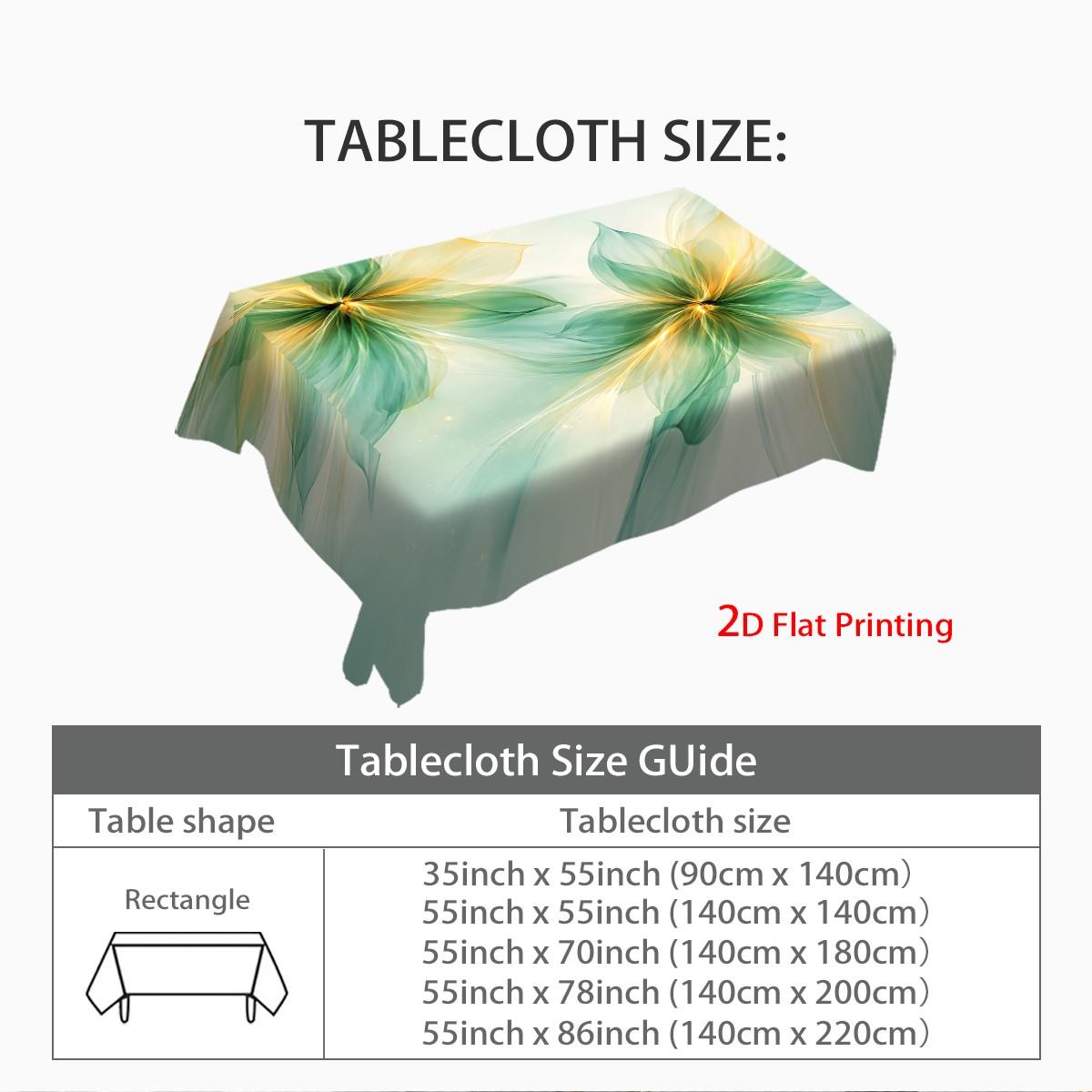 Elegant Floral Print Tablecloth, Light Blue to Gradient, Durable Polyester, Perfect for Parties, Indoor & Outdoor Use, Vibrant Table Decor
