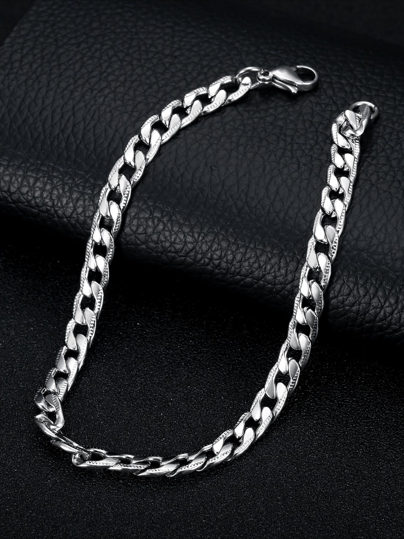 Hip Hop Fashion Style Cuban Embossed Chain Bracelet, Men's Stainless Steel Jewelry, Birthday Gift, Suitable for Daily Commuting
