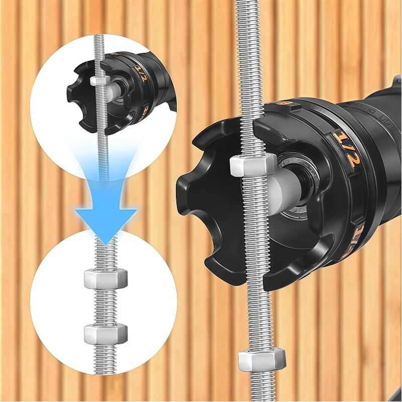 Quick-Release Nut & Bolt Drill Attachment, Impact Drill Zipper Tool, Fits 1/4", 3/8", and 1/2" Threaded Rods, Durable Fastener Accessory