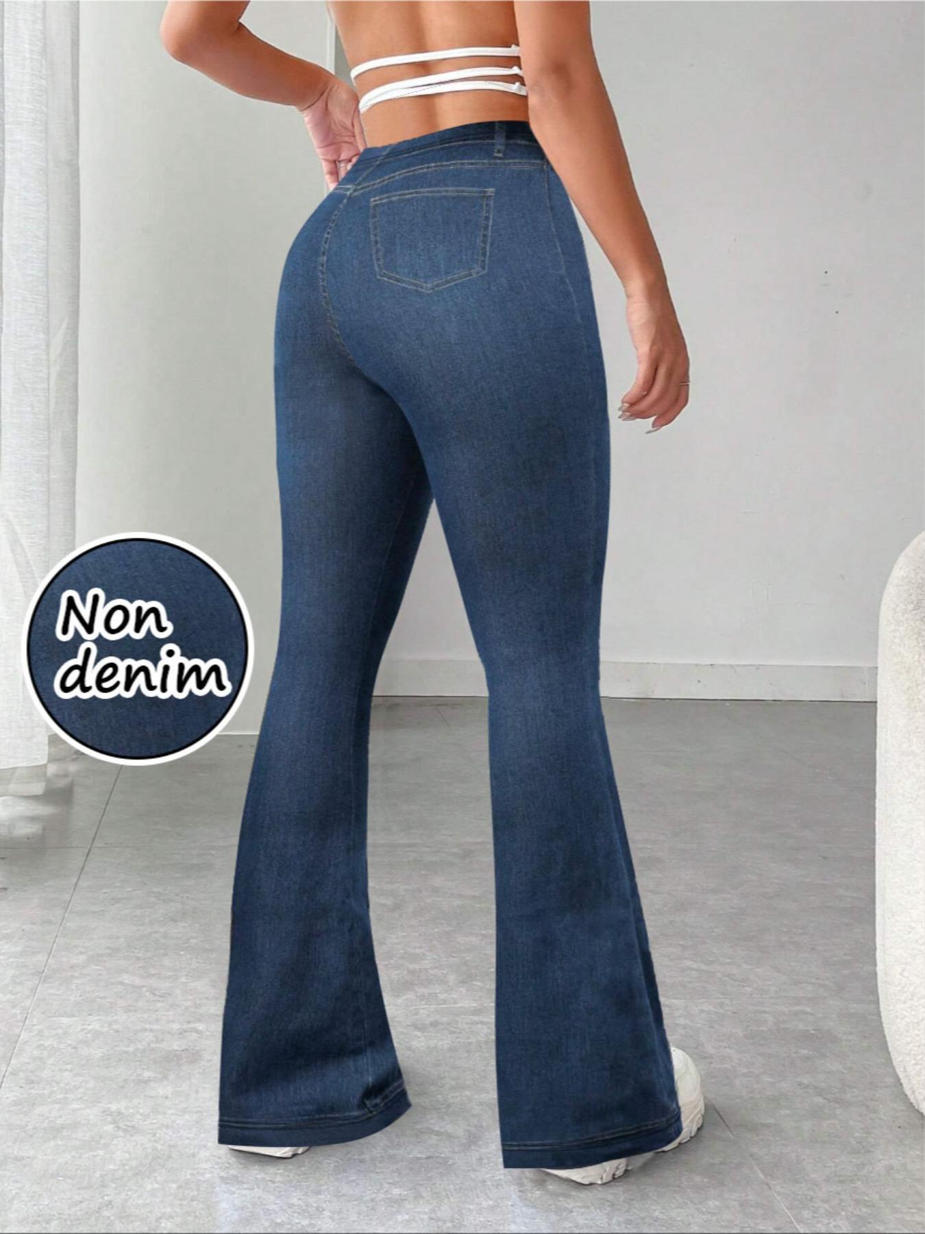 Women's Denim-effect Print Pants, Stylish Elegant Fashion Casual Bottoms for All Seasons