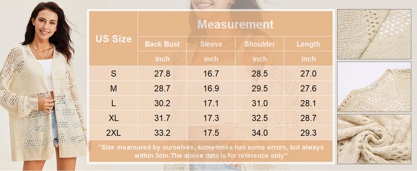 Lightweight Crochet Cardigan for Women Long Sleeve Open Front Knit Oversized Summer Sweaters Fit Knitwear Bag Batwing Beach Casual Womenswear 2026 spring