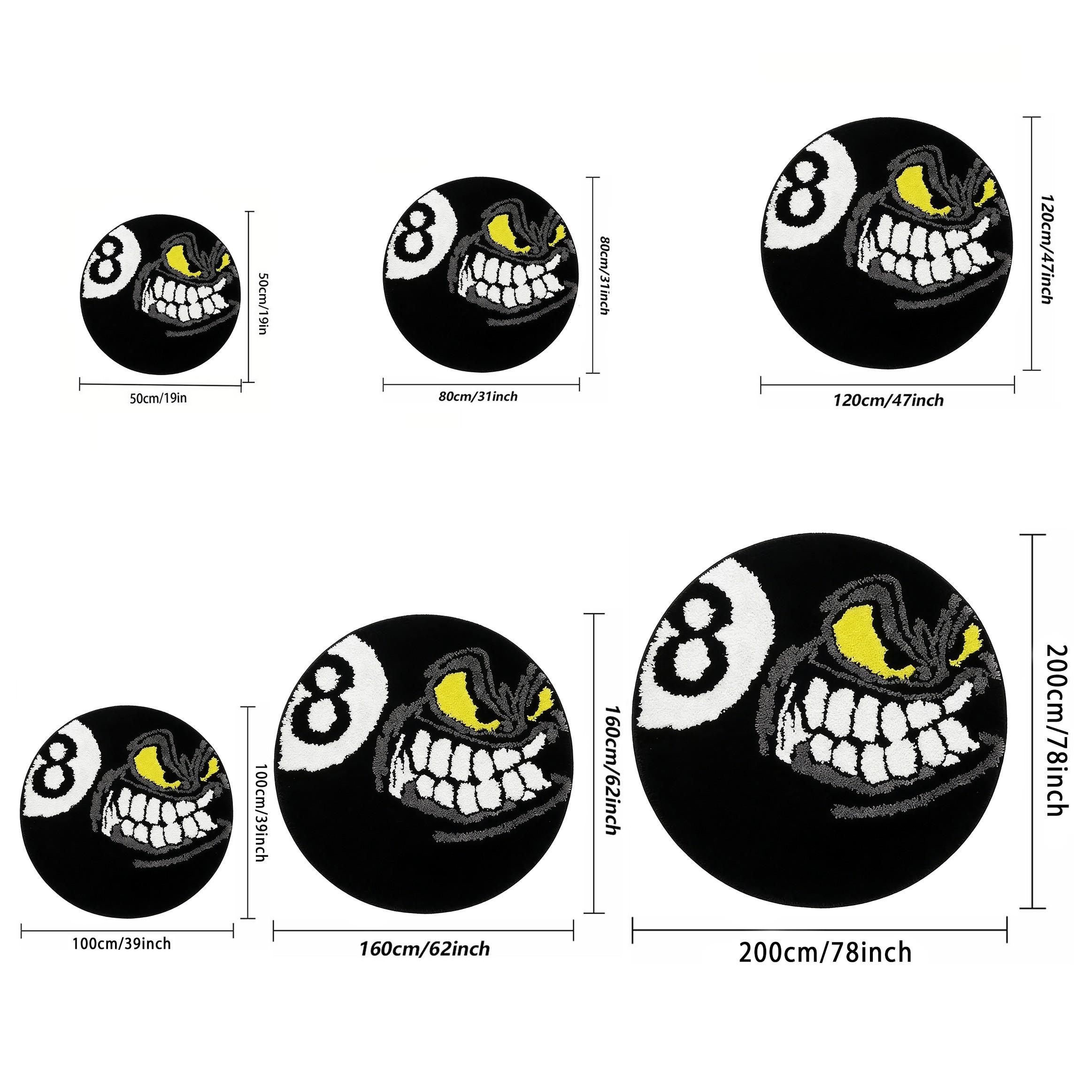 American Street Style Ghost Face Rug, Hip-Hop Living Room Sofa Mat, Non-Slip Bedroom Bedside Pad, Washable Decorative Carpet for Multiple Settings