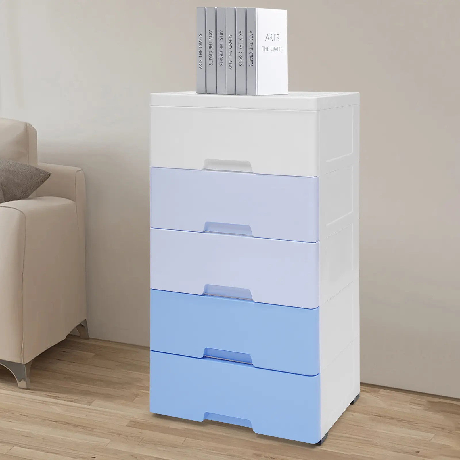 5 Drawer Storage Organizer 80cm PP for Bedroom Living Room Study Office Use
