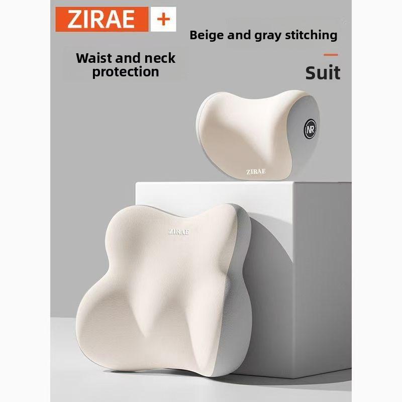 Car Neck Pillow Lumbar Support Set Memory Foam Backrest Cushion High Density Comfortable Headrest for Vehicle Office Home Use