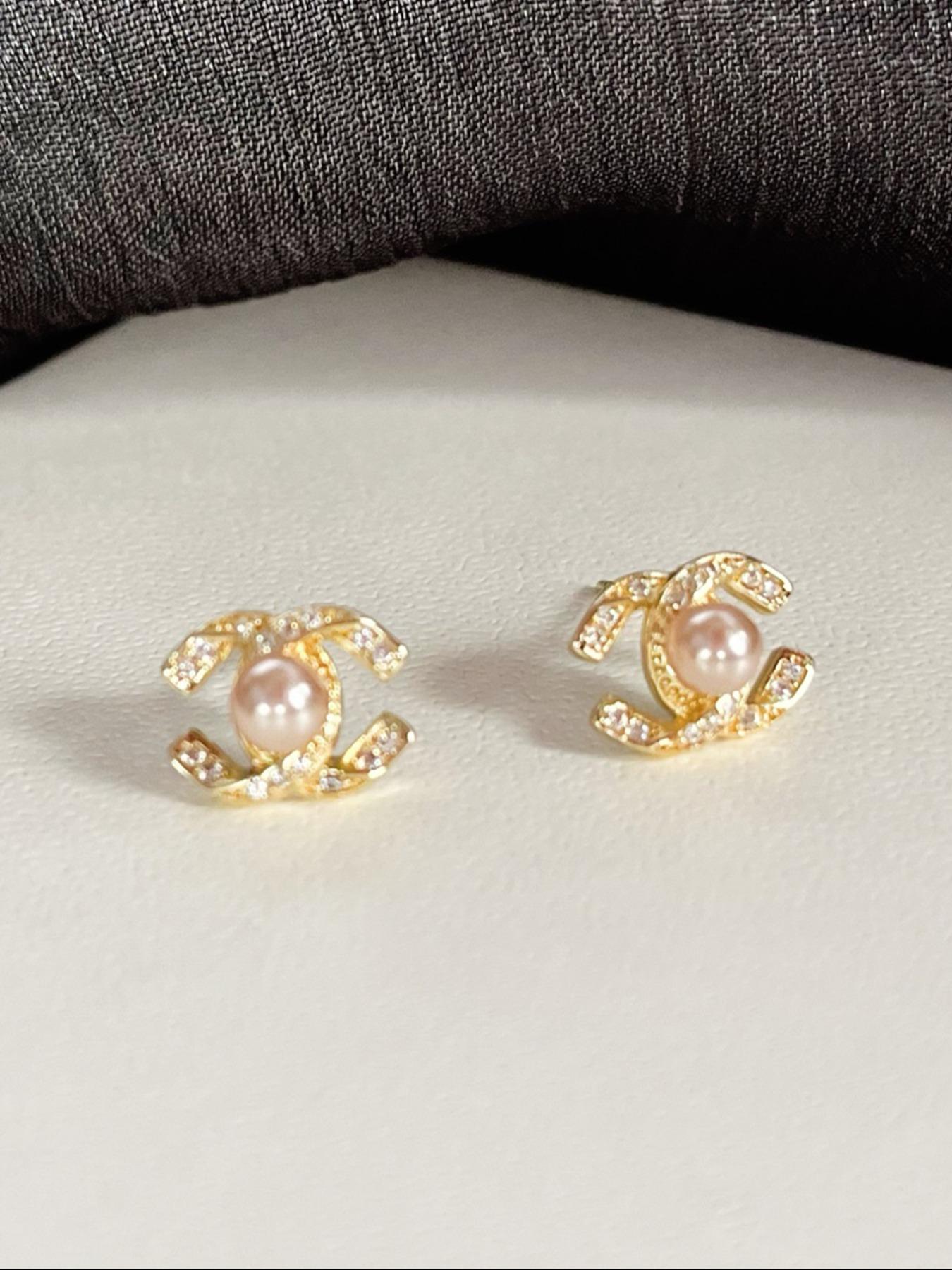 Elegant Zircon Cross Pearl Earrings Set, Fashion Earrings, Trendy C-Shaped Ear Studs for Women, Perfect for Daily Wear & Date Nights