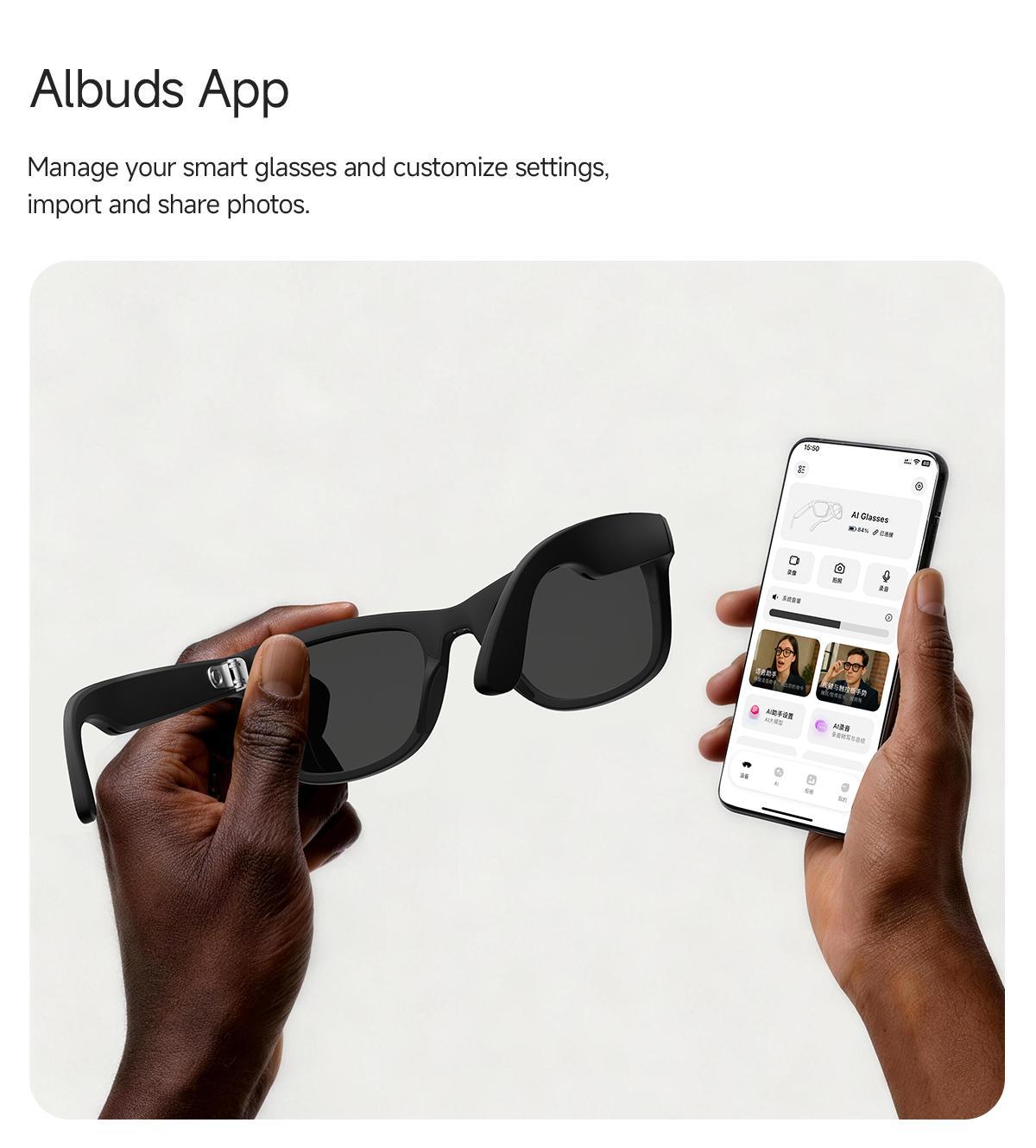 New Mt5 Ultra Ai Smart Glasses, 8mp HD Camera, Voice Recording, Real-Time Translation, Bluetooth-compatible Call, 300mah Battery, 2000mah Charger, Unisex
