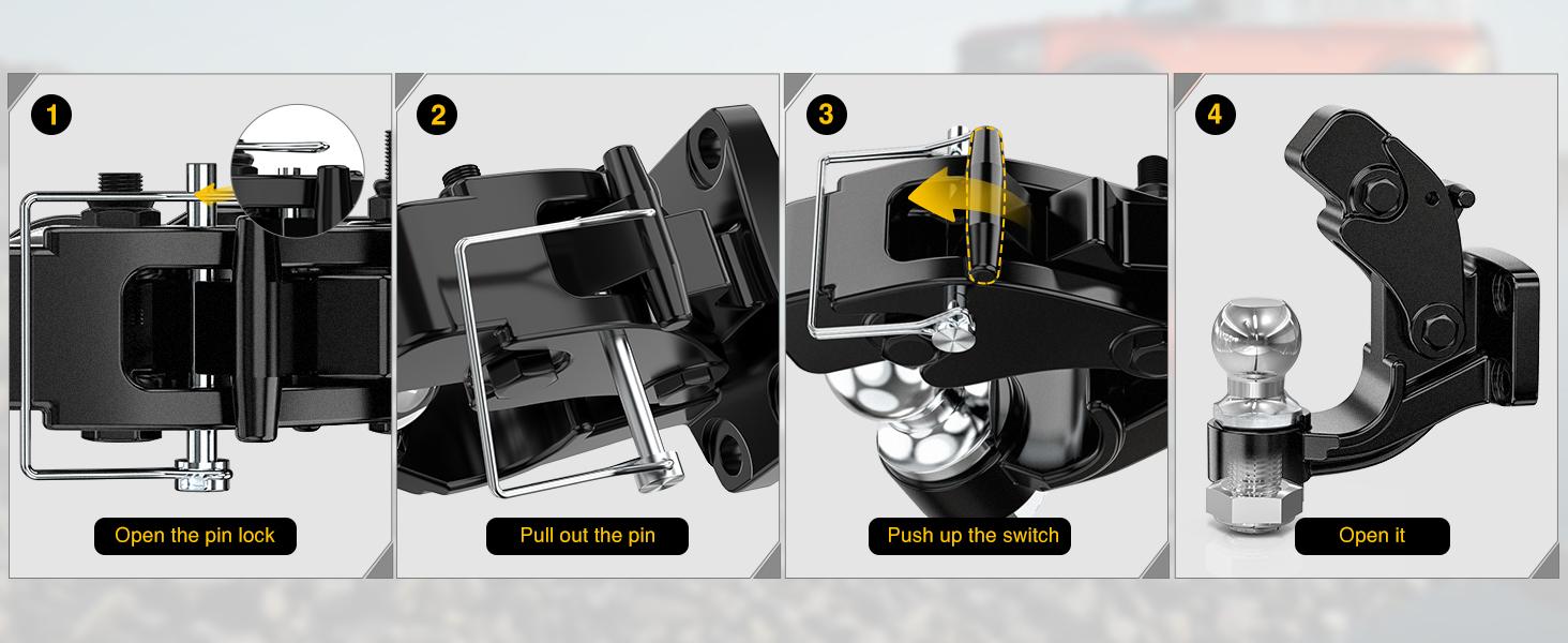 Nilight Pintle Hook Trailer Hitches Receiver Hook Combination 2-5/16” Hitch Ball with Mounting Kit, 14000LBS Black Bolt On Adjustable Powder-Coated Outdoor dealsforyoudays