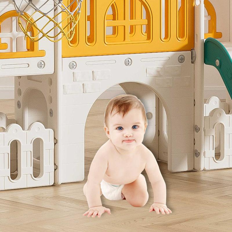 SUNNYGLADE 7 in 1   Multifunction  Toddler Slide, Kids Climber Slide with Storage Space and Non-Slip Steps, Toddler Playset with Basketball Hoopa and Telescope,   Colorful  Indoor Outdoor Playground for Toddler