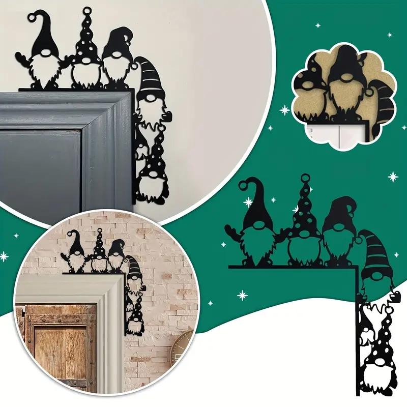 Classic Iron Santa Door Corner Decoration, Decorative Ornament, Home Decor Ornament, Doorframe Ornament, Easy to Install, No Power Needed, Perfect for Christmas & Thanksgiving Decorations