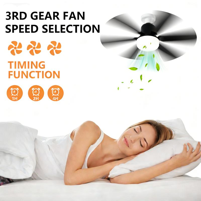 20.5" E27 Socket Ceiling Fan Light 30W-3-Speed Dimmable LED Fan Light,Silent Remote Control for Kitchen Garage Workshop
