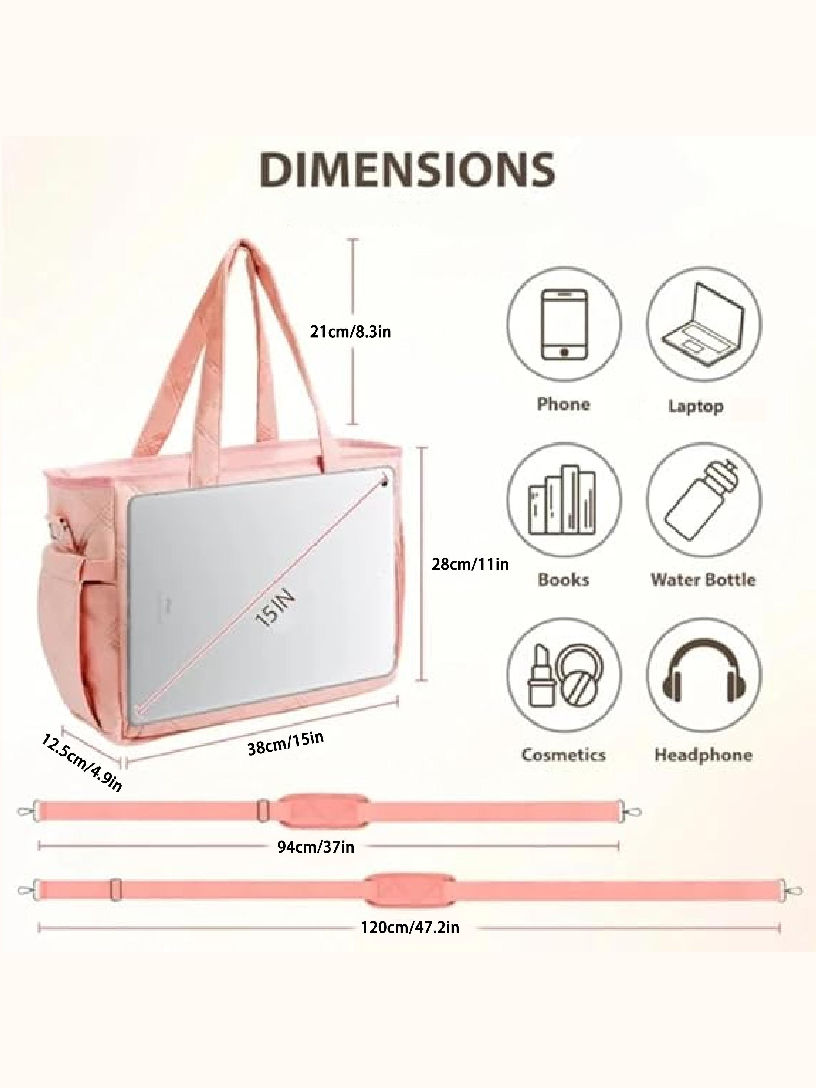 Women's Large Bible Bag with Protective Cover, Stitched Tote Bag with Pockets, Zipper Pocket, Pen Slot, Soft Handle & Shoulder Strap, Crossbody Tote Bag