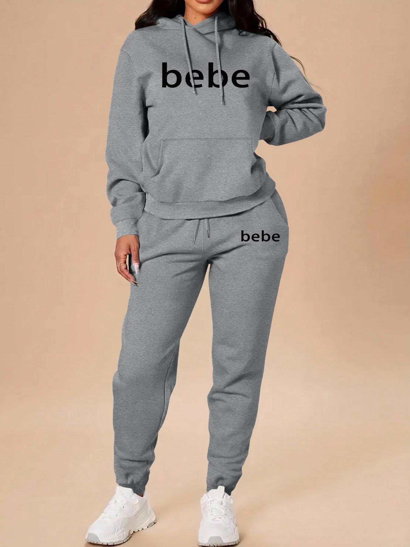 Women's Long Sleeve Hoodie Set, Christmas Cartoon Print Sweatshirt & Pants, Casual Fitted for Fall & Winter