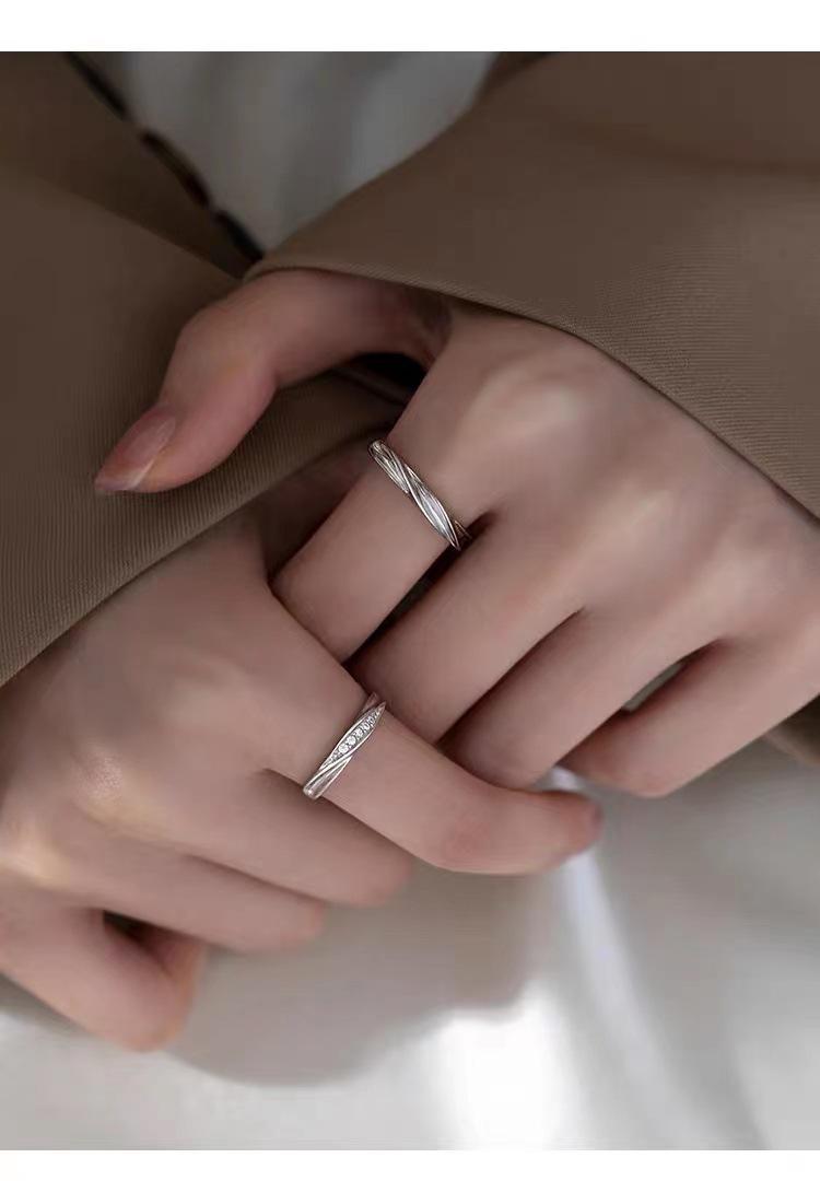 Fashion Jewelry - Adjustable unisex stainless steel Mobius rings with delicate and lightweight groove design; perfect for weddings, couples, and Valentine's Day gifts.