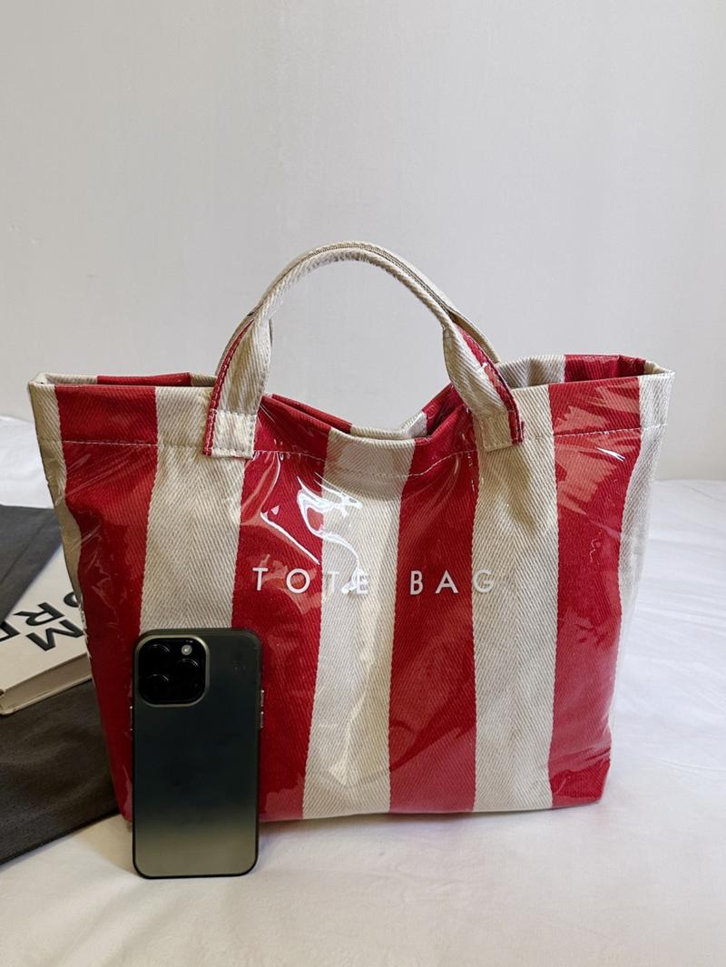 New Large Capacity Striped Tote Bag, Simple Fashion Colorblock Handbag, Daily Commute Shopping Bag, Women's Underarm Bag, Commuter Tote Bag