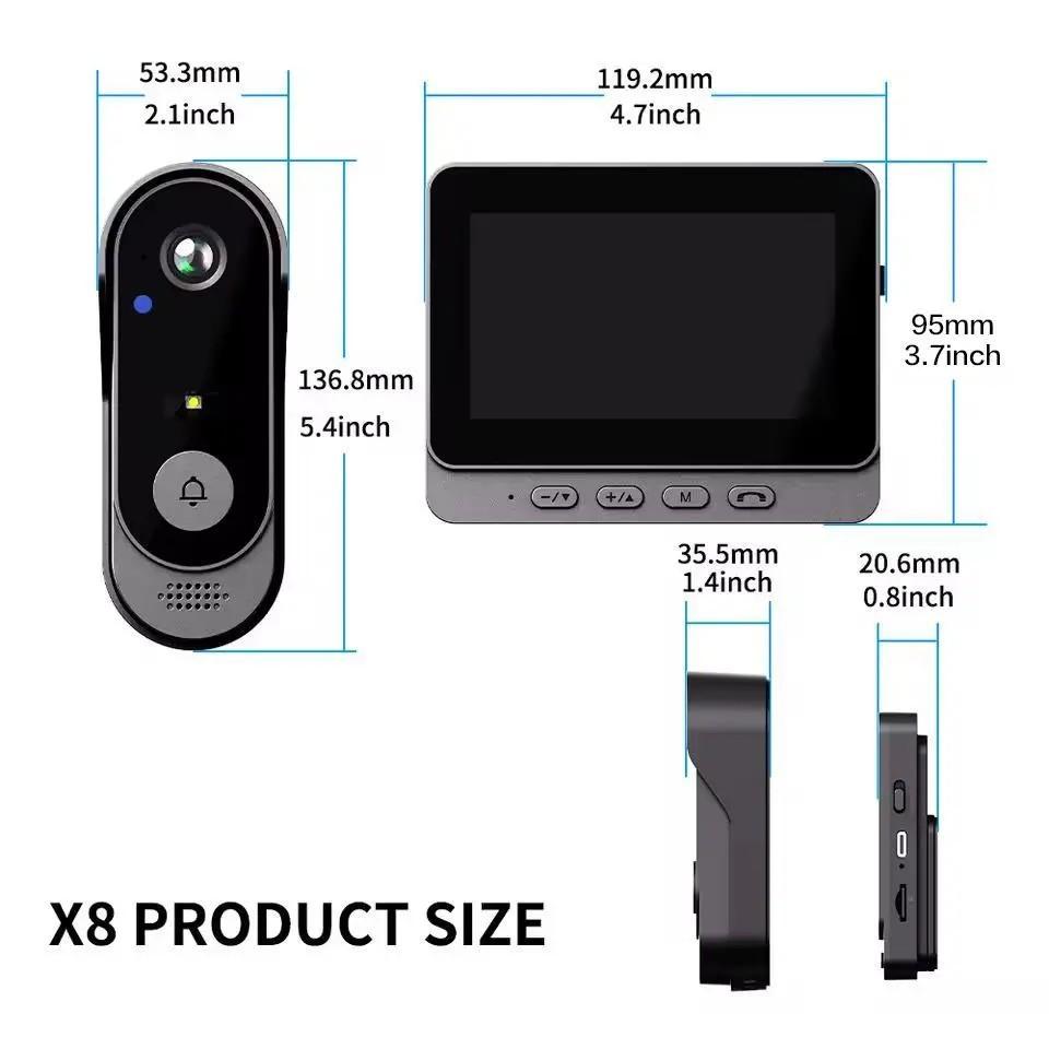 X8 Wireless Doorbell Camera, Rechargeable 2.4g WiFi Smart Video Doorbell, Night Vision, Secure Intercom, Privacy Protection, Waterproof, Home Security Camera