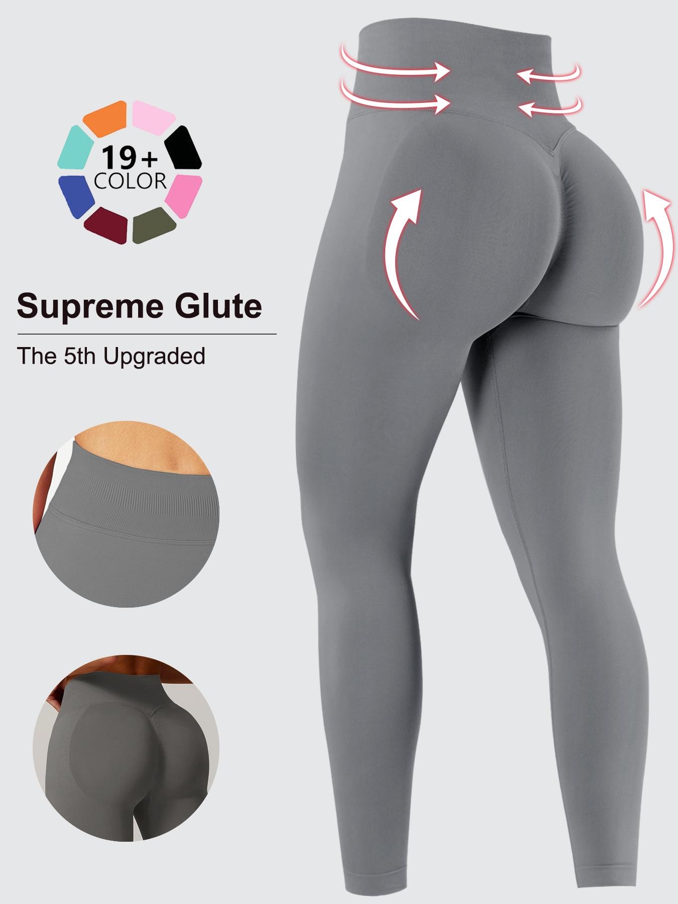 Women's Tummy-Control High Waisted Athletic Leggings with Concealed Butt-Lift Seam, High-Stretch Seamless Base-Layer Tights for Fitness, Yoga and Outdoor Running, Tight-Fitting Breathable Scrunch Workout Leggings, Elastic Waist Leggings