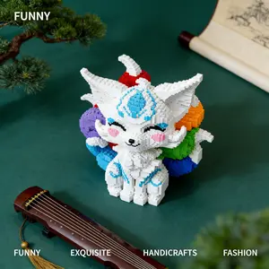2475pcs Mythical Colorful Nine-Tailed Fox Building Blocks Set, Creative DIY Craft Toy, Home Decor, Stress Relief Model, Birthday Gift