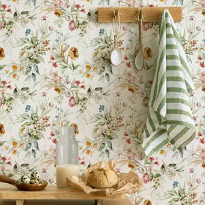 Watercolor Floral Self-Adhesive Wallpaper, DIY Peel & Stick Home Decor Sticker, Bedroom/living Room/wardrobe Decoration