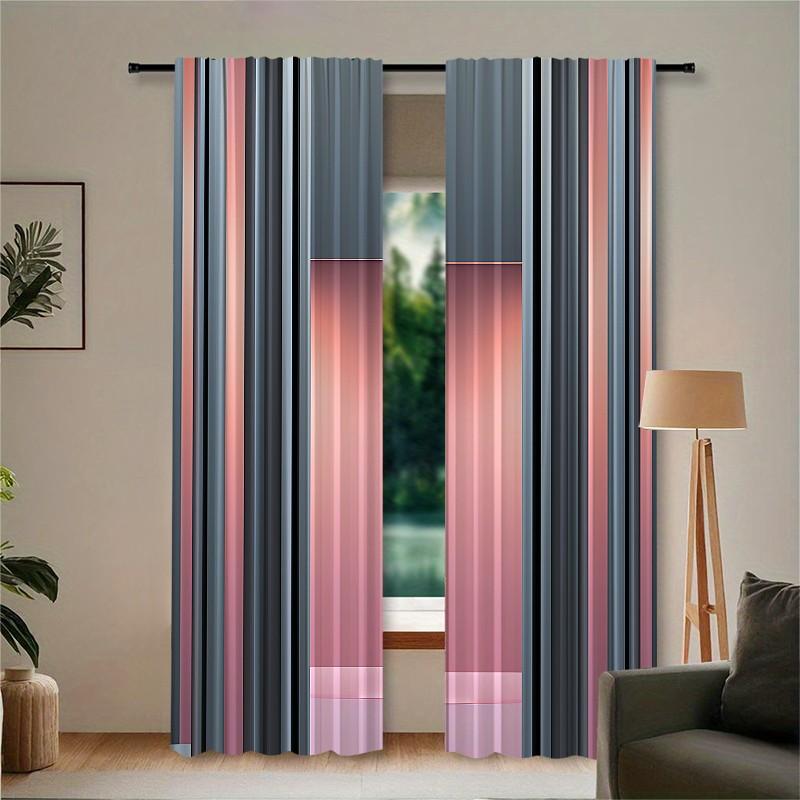 2 pieces of Mordani color-matching geometric patchwork printed curtains, made of polyester with semi-transparent texture, machine washable, suitable for bedrooms, living rooms and home decoration curtains.