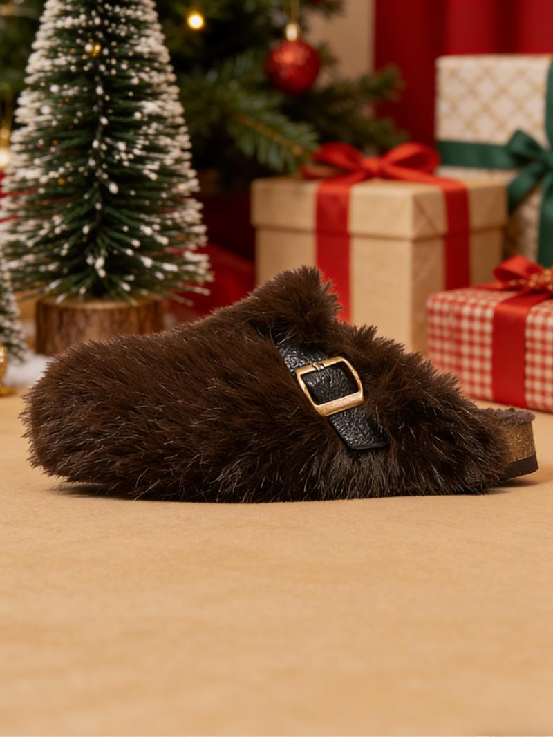 Unisex Warm Casual Soft Slippers, Casual Fashion High-Quality Faux Fur Anti-Slip Outdoor Shoes, Perfect Gift