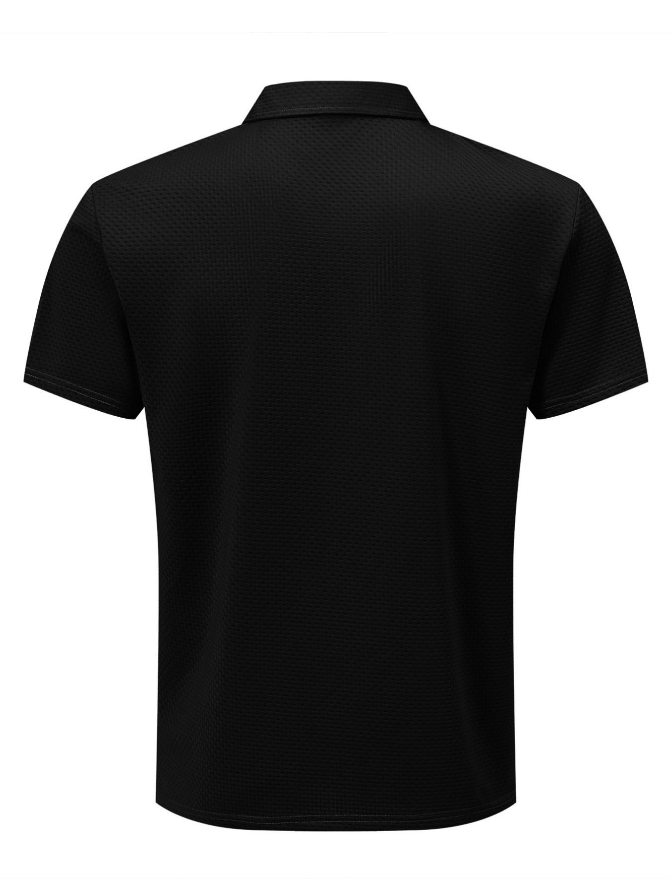 Men's Outdoor Sport Quick-Dry Short Sleeve Polo Shirt, Golf Business Casual Collar, Stretch Breathable Comfort, Rugby Print, Ideal Gift