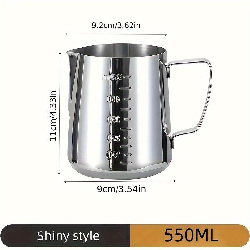 1pc Stainless Steel Measuring Milk Frothing Pitcher With Spout Coffee Shop Milk Steaming Cup For Latte Art & Barista Tools Kitchenware