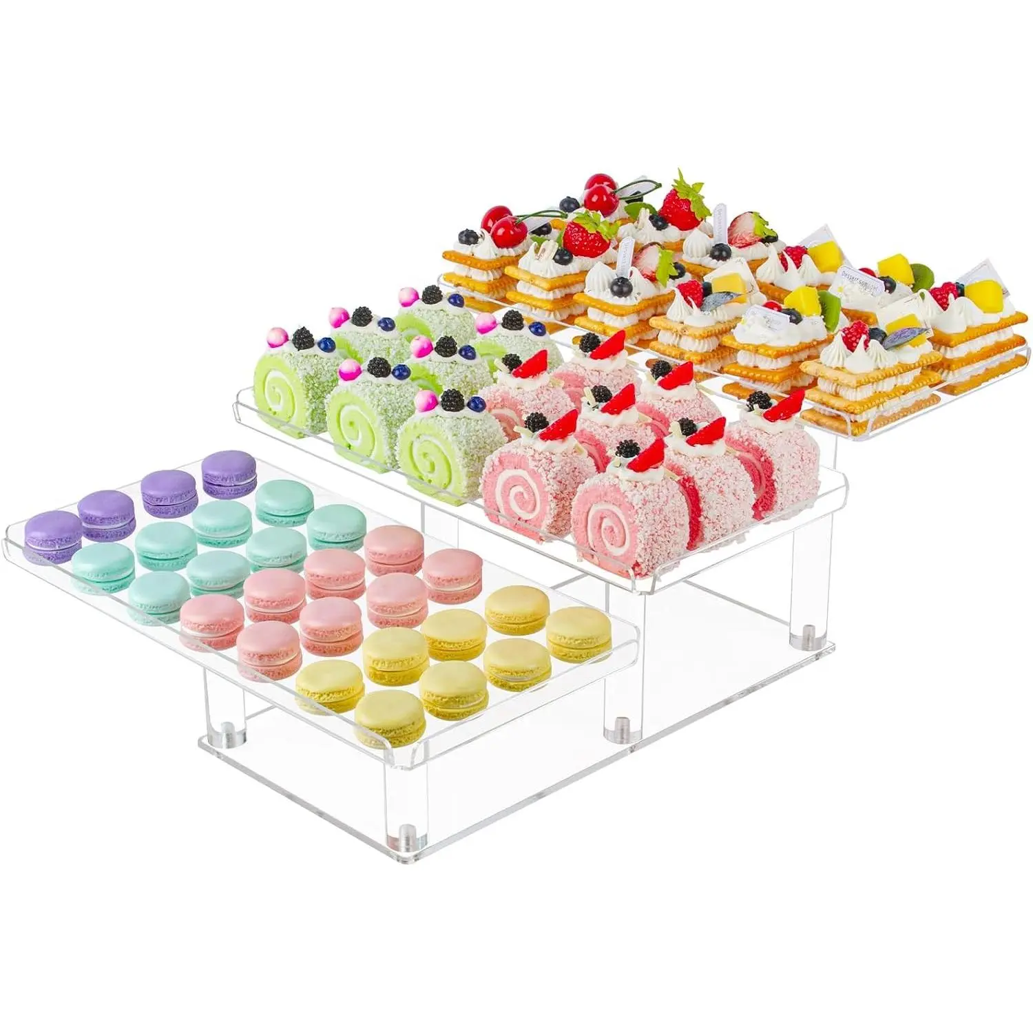 3 Tier Clear Acrylic Dessert Table Display Set, Tiered Buffet Risers Platter Serving Trays for Cupcakes Dessert Pastry Food Treat, Perfect for Wedding Birthday Party