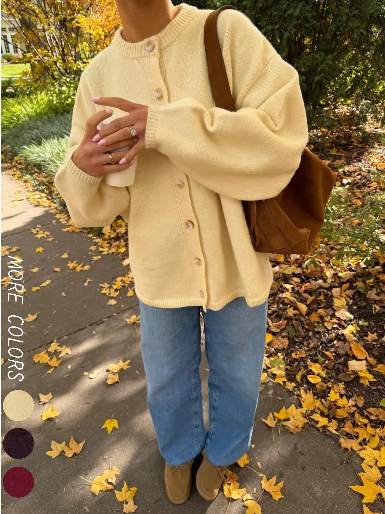 Women's Crew Neck Button Front Solid Color Long Sleeve Loose Fit Knit Cardigan Autumn Winter Casual Simple Daily Cozy Soft Stylish Cardigan Sweater, Women Fall Cardigan, Autumn Knitwear for Women