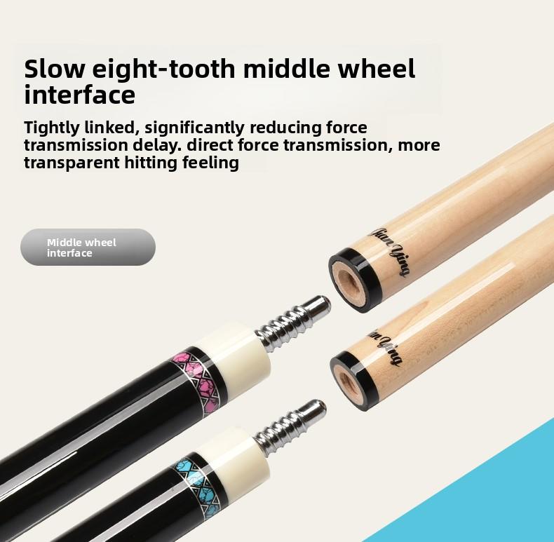 JIAN YING Premium Billiards Cue Set with Leather Case 1/2 Split 12.5mm Tip 18-20oz Weight 58 Inches Length Black Pink Pattern Includes Cue Glove & Chalk