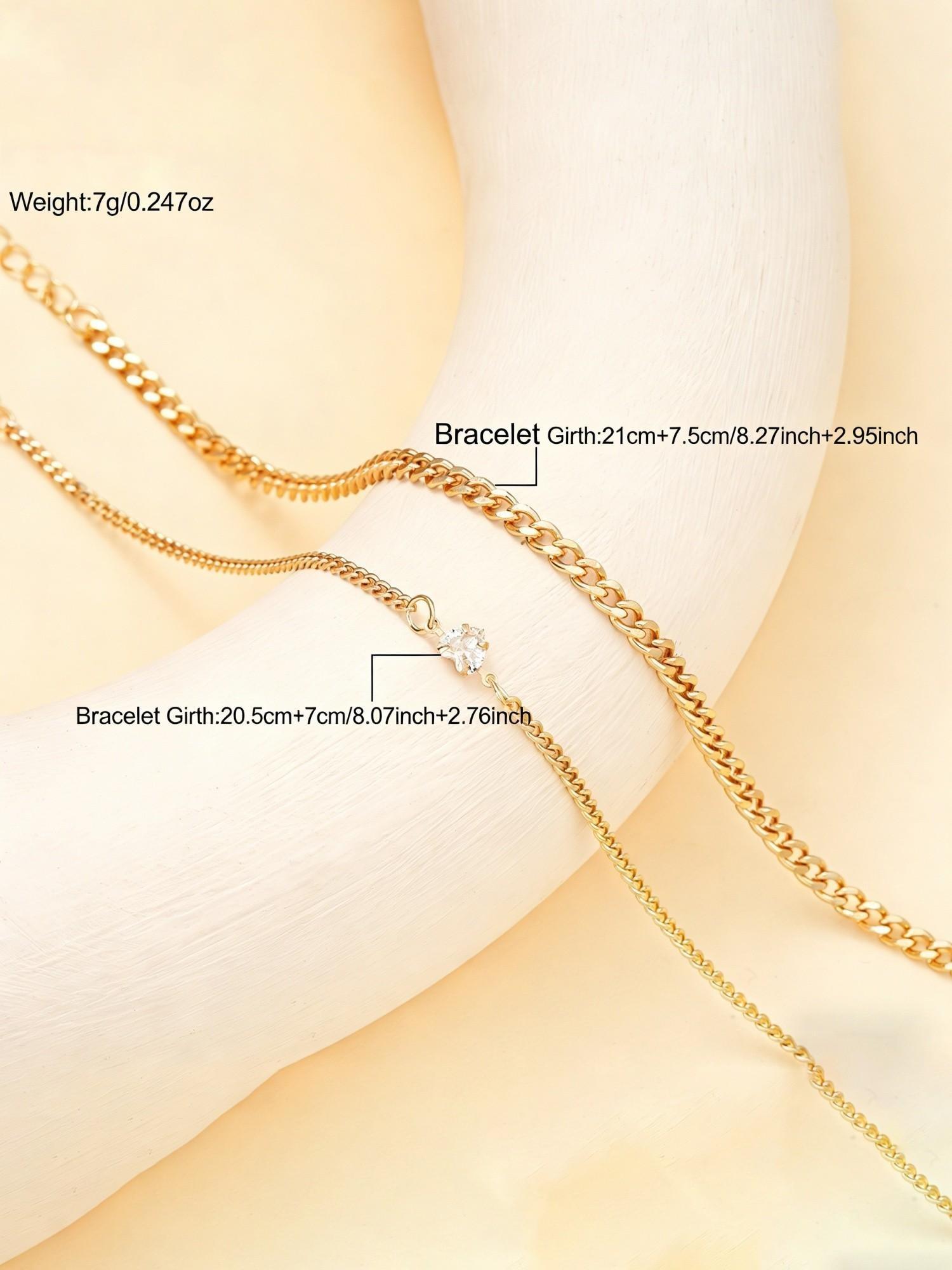 2 Piece Stainless Steel Anklet Set, Vintage Fashion Elegant Heart Layered Anklets, Body Jewelry for Women, Beach Party Gift, Foot Jewelry, Wearable Jewelry