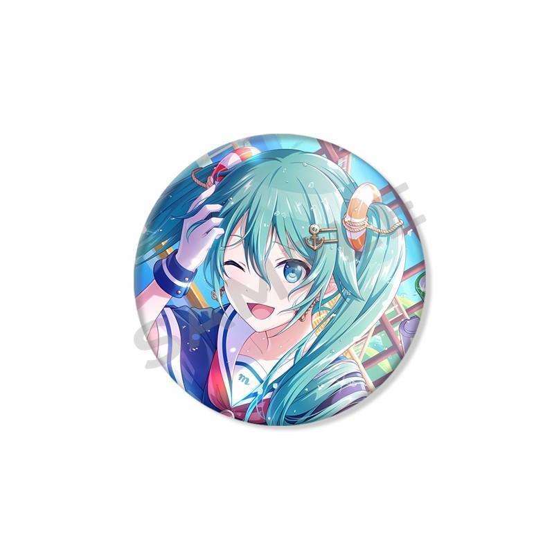 Kawaii Hatsune Button Pins Anime Cute Badges Handmade Round Brooches Lapel Pin Backpack Hat Accessories Miku Collectible Gifts