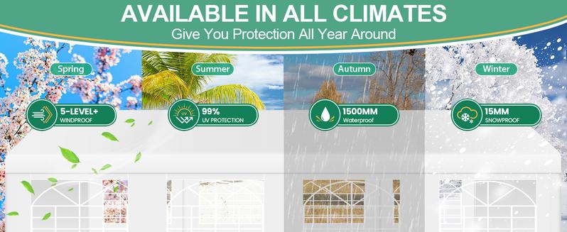 COBIZI 10x30ft Party Tent Heavy Duty, Wedding Tent, Event Tent for Parties, Carpas para Fiestas with 6 Removable Sidewalls