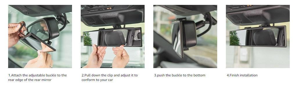 Joytutus Universal 11.81 Inch Panoramic Convex Rearview Mirror for Car SUV Trucks, Adjustable Buckles, Anti-Fall Protection, Effective Blind Spot Reduction - Rearviewmirror