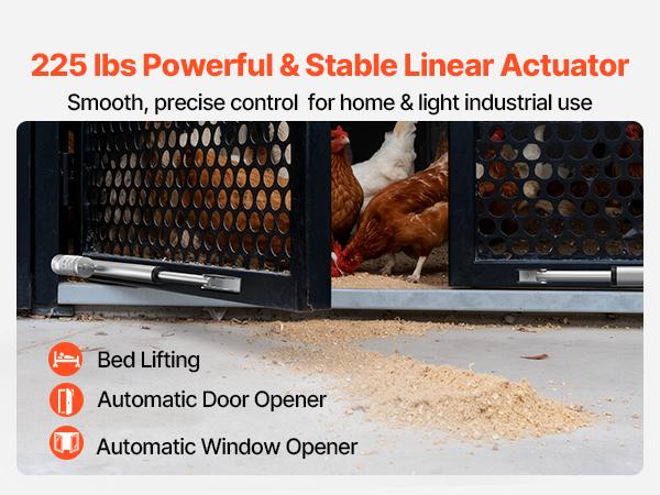 VEVOR 12V Linear Actuator, 4 Inch High Speed 0.6/s Linear Motion Actuator, 225lbs/1000N with IP54 Protection Mounting Bracket for Lift Desk, Recliner Chairs, Window Door Opener