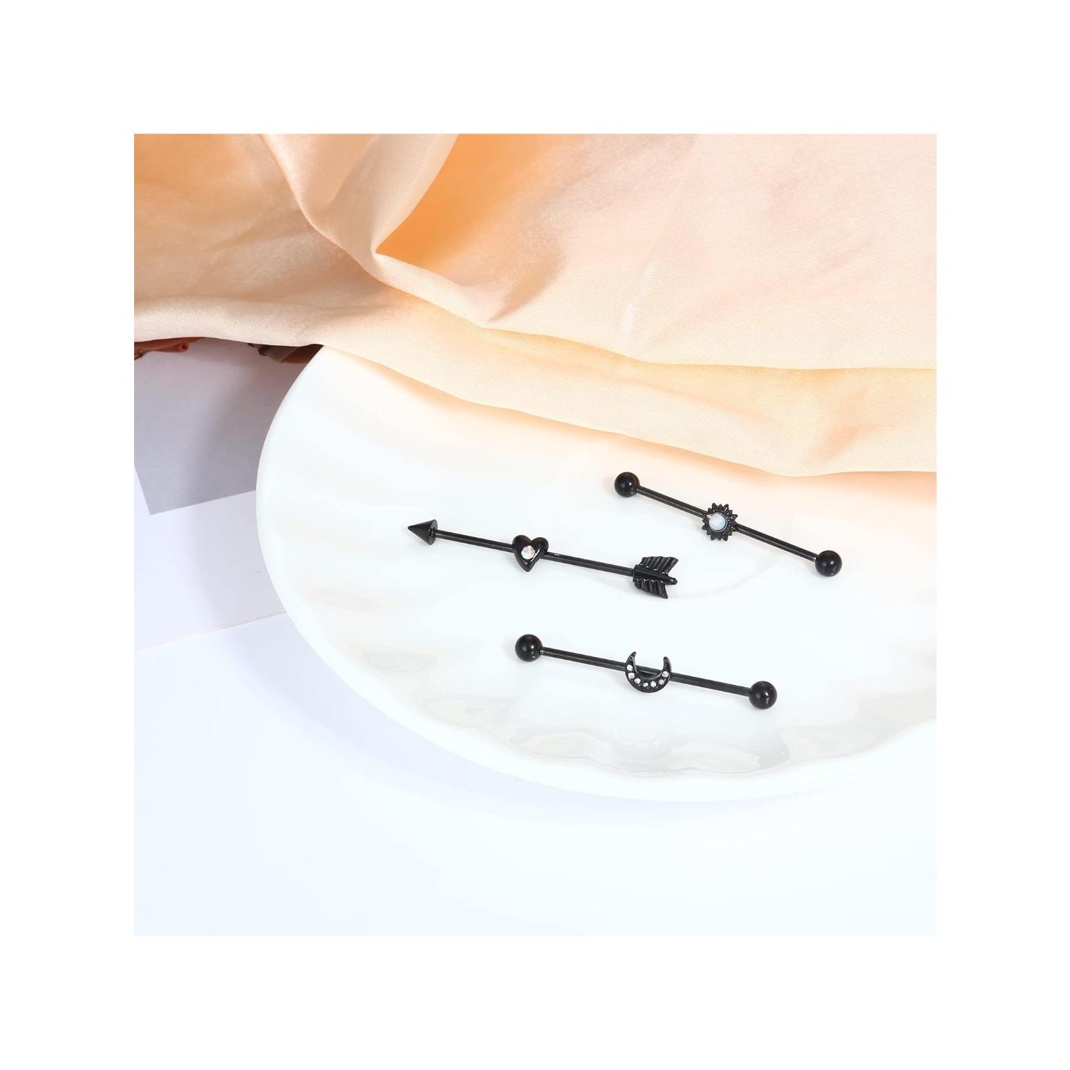 8Pcs 14G Industrial Barbell Earrings Stainless Steel Cartilage Earrings Industrial Body Piercing Jewelry for Women Men