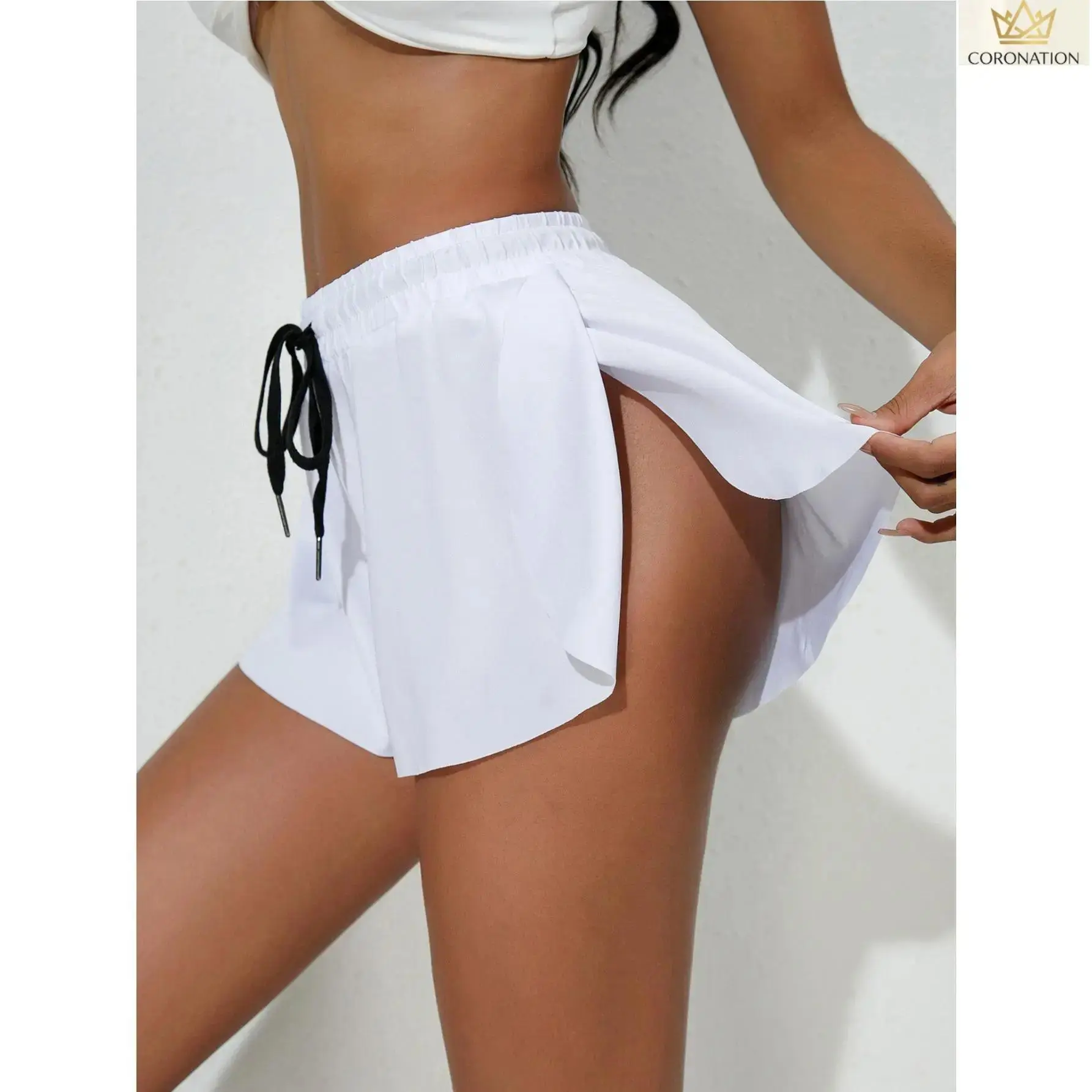 Women's Athletic Shorts, Aesthetic High Waist Running Workout Shorts with Elastic Drawstring Waist, Lightweight Quick Dry Breathable Activewear for Gym, Tennis, Yoga, Training, Casual Everyday Wear & Outdoor Activities