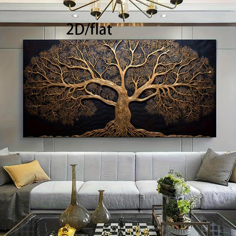 1-Piece Modern 2D Flat Tree of Life Canvas Wall Art, 30x60in/75cmx150cm Poster Print for Living Room, Bedroom Home Decor, One-Piece